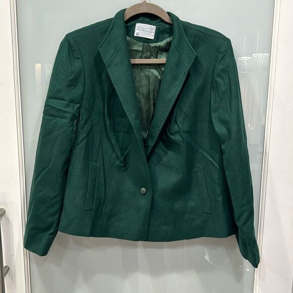 Pendleton Women's 100% Virgin Wool Green Button Blazer Jacket Size 38 - Picture 1 of 5